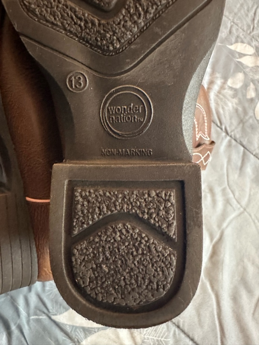 Like New Wonder Nation Brown Girls Western Boots w/Pink Trim Sz 13 - Picture 9 of 11